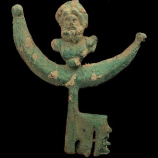 Rare Ancient Roman Bronze Period Key With Statue - 200 - 400 Ad (1)