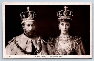 Vintage Real Photo Postcard King George V And Queen Mary Portrait D3