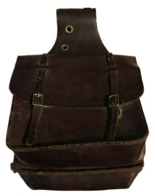 Vintage Weaver Saddle Bag Motorcycle Leather Bag Travel Case 2 Sided Stamped Doc