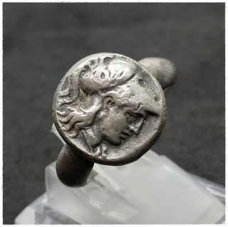 " Alexander The Great " Ancient Silver Greek Ring Legionary 9,  66g