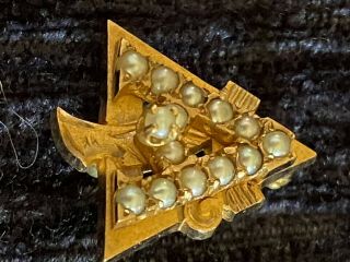 Alpha Gamma Delta Pin 10k Yellow Gold Pearls Diamond Sorority Badge - Vintage