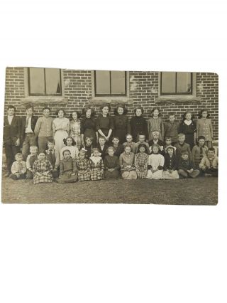 Vintage Group Of Children Boys Girls Class Photo Azo Postcard 1920s?furby School