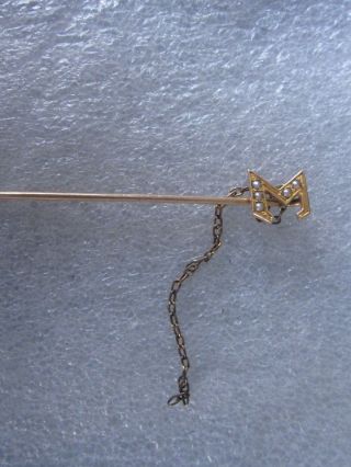 Antique 14K Solid Gold Sigma Chapter Guard Fraternity Sorority Stick Pin 2