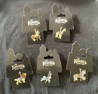 Knotts Berry Farm Set Of 5 Carousel Pins - On Card