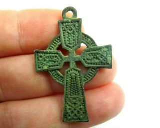Stunning Anglo - Saxon Bronze Cross Pendant Circa 700 - 800 Ad (483)