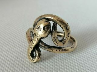Very Stunning Rare Ancient Viking Snake Ring Bronze Artifact Authentic