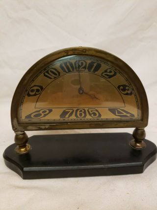 Rare Antique Vintage Art Deco Silvercraft Brass Wind Up Mantle Clock