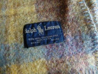 Ralph Lauren Tartan Plaid Wool Blanket 90 X 90 Made In U.  S.  A.