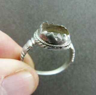 French 16th Century Renaissance Silver Ring Stone Missing
