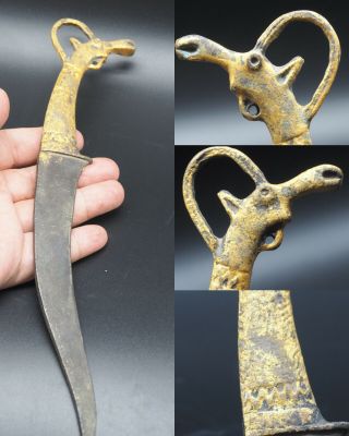 Roman Era Bronze Military Short Sword With Gold Gilding Artifact - 100 A A456