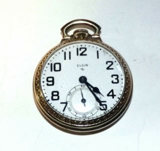 Vintage Elgin 571 Railroad Grade Pocket Watch 21 Jewels 10k Gold Filled C1951