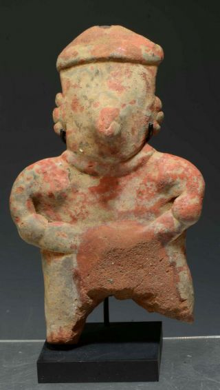 Pre Columbian West Mexico Nayarit Pottery Figure Standing,  Custom Base