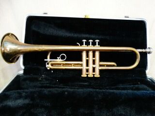 Vintage Buescher Aristocrat Trumpet & Case With Bach 7c Mouthpiece