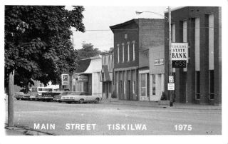 Tiskilwa Illinois Main Street Scene Real Photo Vintage Postcard K56032