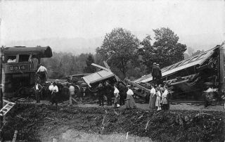 Rppc Train Wreck Steam Engine Crash Railroad C1910s Real Photo Vintage Postcard