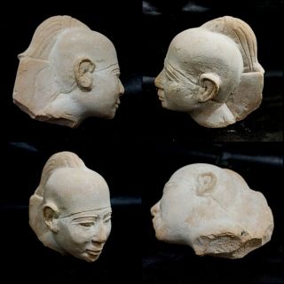 Egyptian Antique Bust Sculpture Ancient Egypt Roman Era Unique Head Statuette Bc
