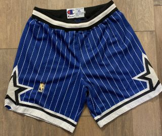 Rare Authentic Orlando Magic Blue Swingman Shorts Champion Vintage Nba