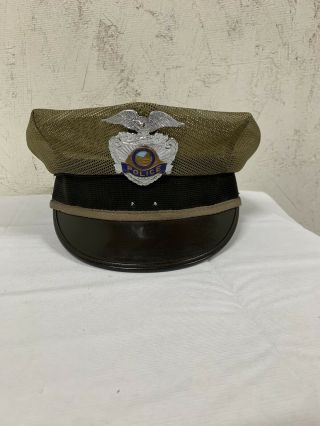 Vintage Obsolete Wichita Kansas Police Cap Hat With Full Size Badge - Law Dog