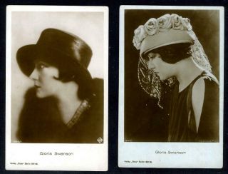 Vintage Gloria Swanson Two (2) German Ross Postcards 1920 