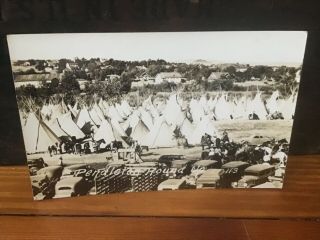 Vintage Rppc Real Photo Postcard Native American Teepees Pendleton Round Up Or