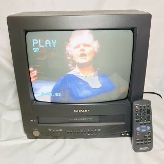 Vintage Sharp 13 " Tv Vcr Combo Crt Retro Gaming Television W/ Remote 13vt - N100