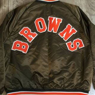 Vintage CLEVELAND BROWNS Satin Snap Up Jacket Mens Size XL Rare Betlin Ohio Coat 3