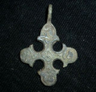 Viking Ancient Bronze Cross With Symbols - Circa 10th - 11th Century Ad /965