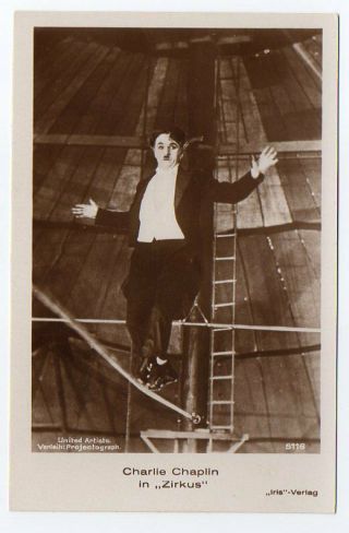 Charlie Chaplin Silent Film Actor Vintage Orig Photo Postcard Tightrope Walker