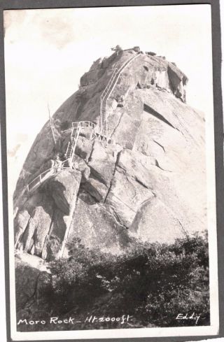 Vintage Rppc 1918 - 30 Moro Rock Sequoia Park California Old Eddy Photo Postcard