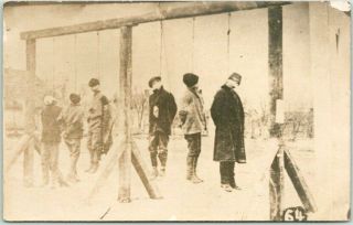 Vintage Rppc Real Photo Postcard Hanging Execution Scene Sent To Blue Rapids Ks