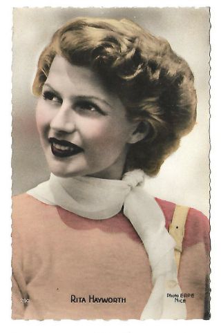 Rita Hayworth Vintage Color French Photo Postcard