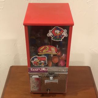 Vintage Toy N Joy 1 Cent Donald Duck Gumball Candy Vending Machine W/ Key