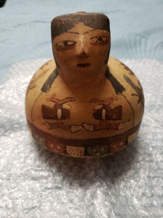 Pre Columbian Nazca Polychrome Female Vessel.