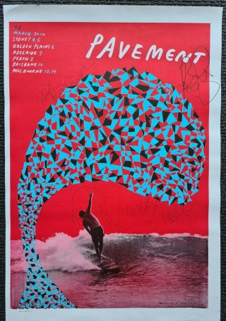 Signed Full Band Pavement Australia Tour Poster Stephen Malkmus Spiral Stairs,