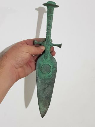 EXTREMELY RARE ANCIENT LURISTAN BRONZE SWORD DAGGER EMPEROR SEAL.  635 GR.  330 MM 3