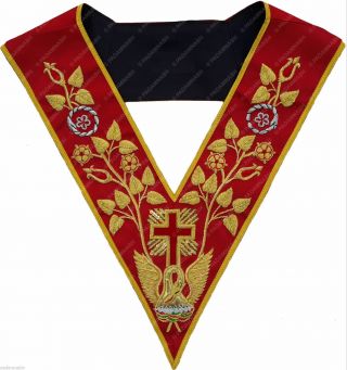 Masonic Scottish Rite Aasr Rose Croix 18 Degree Collar Hand Embroidered (mc - 096)