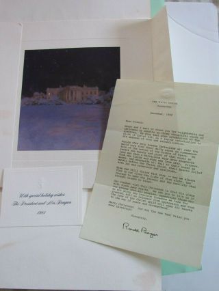 President Ronald Reagan White House 1981 Christmas Print & 1982 Christmas Letter