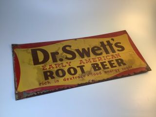 Vintage Dr.  Swett’s Early American Root Beer Tin Litho Advertising Soda Sign