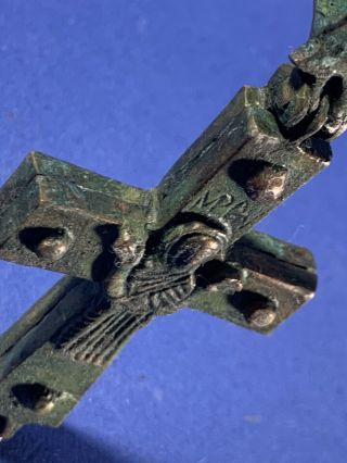 Exceptional Byzantine Ancient Bronze Cross Encolpion Depicting Jesus 700 - 100AD 2