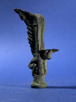 Ancient Luristan Bronze Winged Devil Idol Statuette W Markings On Base Ca 1000bc