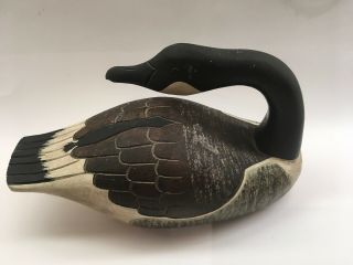 Vintage Large Hand Carved Painted Wood Canadian Goose Duck Decoy Initials Pc