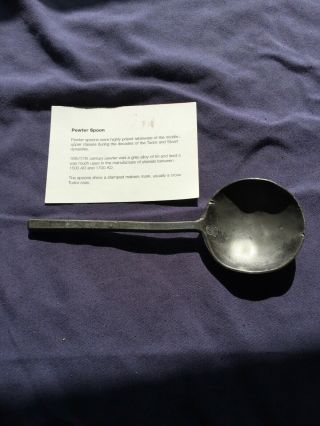 Tudor Stuart Period Pewter Spoon Clear Rose Crown Mark Certificate Authenticity