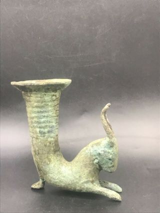 Rare Wonderful Old Ancient Roman Empire Bronze Rhyton In Form Of Deer
