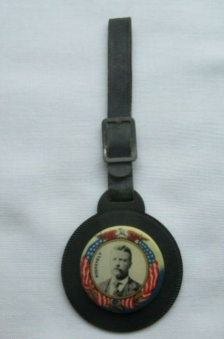 Vintage Teddy Roosevelt Leather Watch Fob