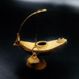 Rare Unique Solid Antique Roman Ancient Egyptian Bronze Oil Lamp,  2nd Century Ad