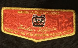 Boy Scout Oa 2018 Western Region Chief From Wauna La - Montay Gold Flap