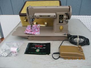 Vintage Singer 301a Slant Needle Sewing Machine & Accessories & Case