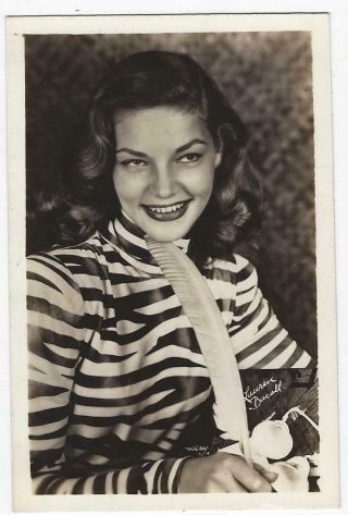 Smiling Lauren Bacall Real Photo Postcard Vintage Movie Entertainment
