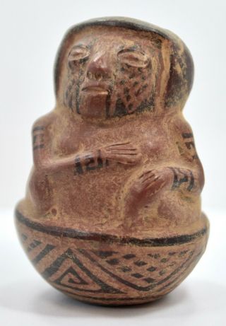 Pre Columbian Chancay Polychrome Effigy Female Vessel