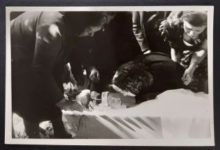Funeral Of Lovely Young Girl Farewell Kiss Dead Coffin Post Mortem Vintage Photo